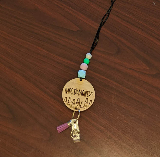 Crayon Teacher Lanyard
